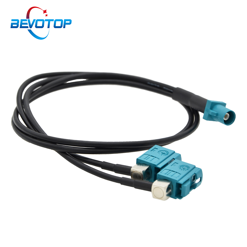 Audio Splitter Y - รถGPSเสาอากาศSplitterสำหรับBMW Benz Androidหน้าจอเสียงFakra Z 1xชาย2xขวามุมYประเภทRG174สาย