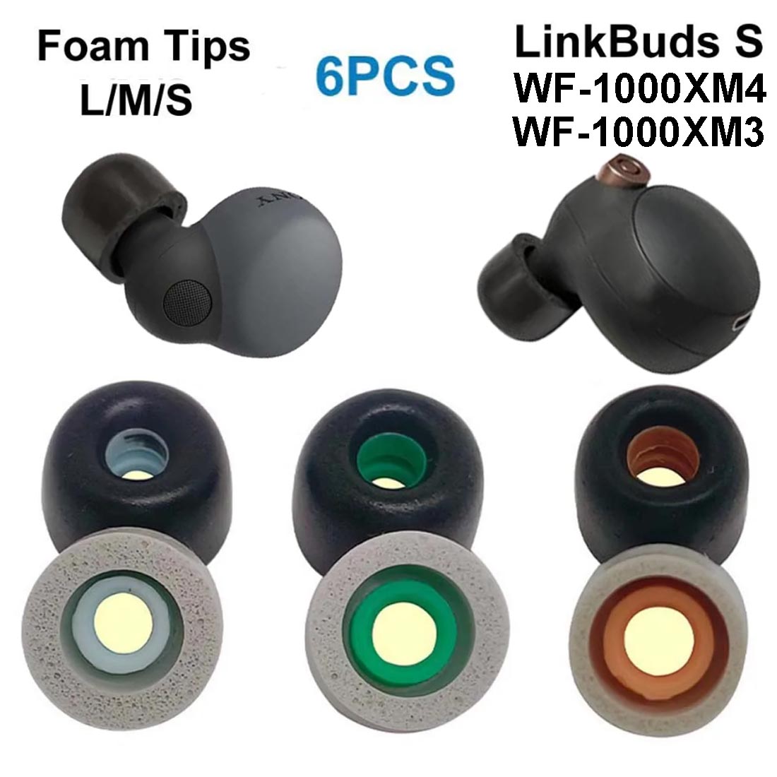 Earphone Foam Tip - จุกหูฟังเมมโมรี่โฟมสำหรับ Sony LinkBuds S WF-1000XM4 WF-1000XM3