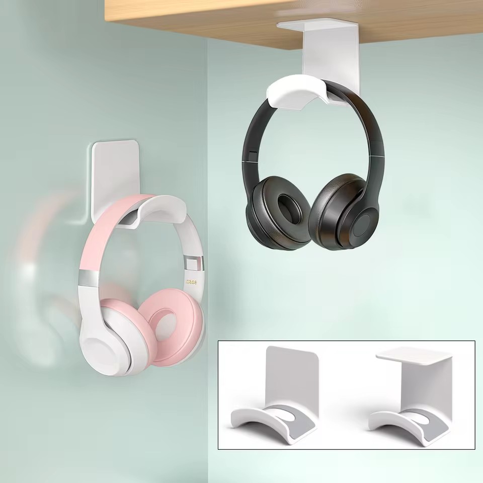 Headphone Stand Desk - ขาตั้งหูฟังอเนกประสงค์แบบติดผนัง วัสดุพลาสติก ติดตั้งใต้โต๊ะ ที่แขวนหูฟังสำหรับเล่นเกม