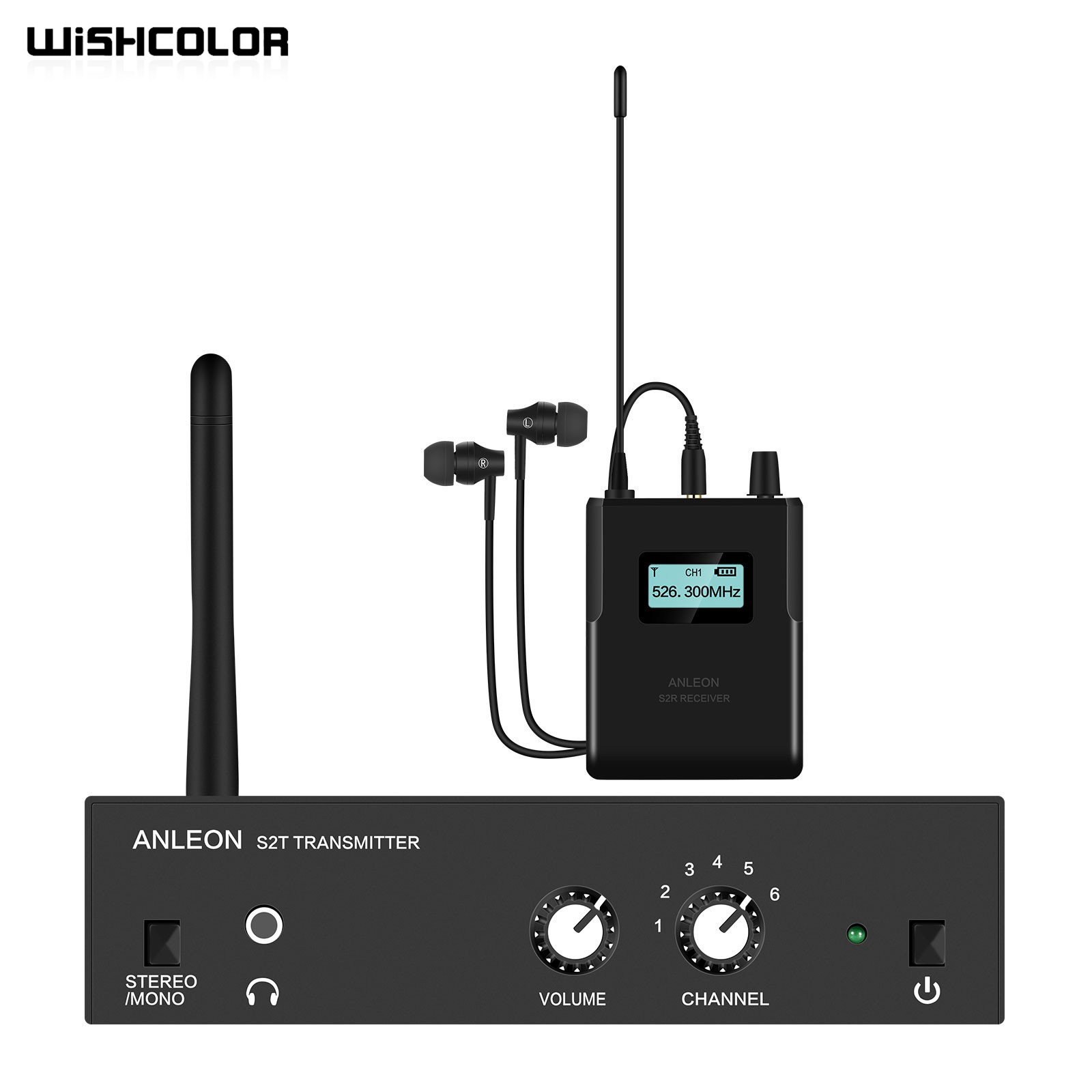 In Ear Monitor Iem - แอนลีน wishcolor S2 526-535MHz ระบบระบบควบคุมอินเอียร์ไร้สายพร้อมตัวรับสัญญาณสำหรับเวที