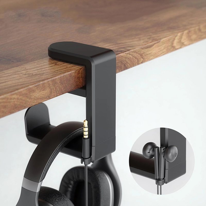 Headphone Stand Desk - ยูนิเวอร์แซล เดสก์ท็อป 360 ° ขาตั้งหูฟังแบบหมุนได้ ที่วางหูฟังปรับระดับได้