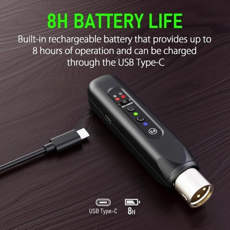 Bluetooth Adapter Receiver - ตัวรับสัญญาณบลูทูธ XLR ไร้สาย - อะแดปเตอร์แบบชาร์จได้สำหรับลำโพง เครื่องผสมเสียง
