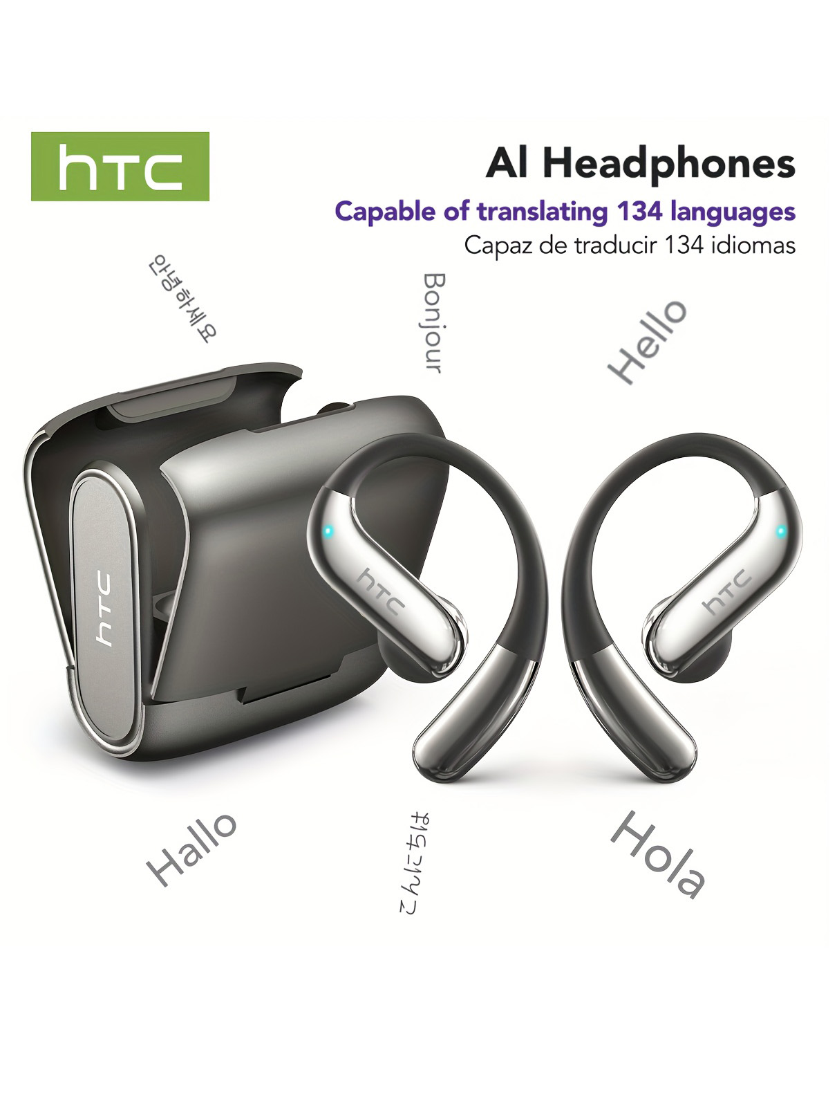 Earbuds Charging Case - หูฟังบลูทูธแบบเปิดหู HTC เล่นได้ 30 ชั่วโมง หูฟังไร้สายตัดเสียงรบกวน