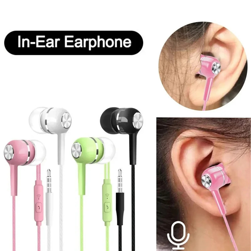 Wired Earphone Mic - 1/2/3/4 ชิ้น 3.5 มม. หูฟังแบบมีสายในหูพร้อมไมโครโฟน HD