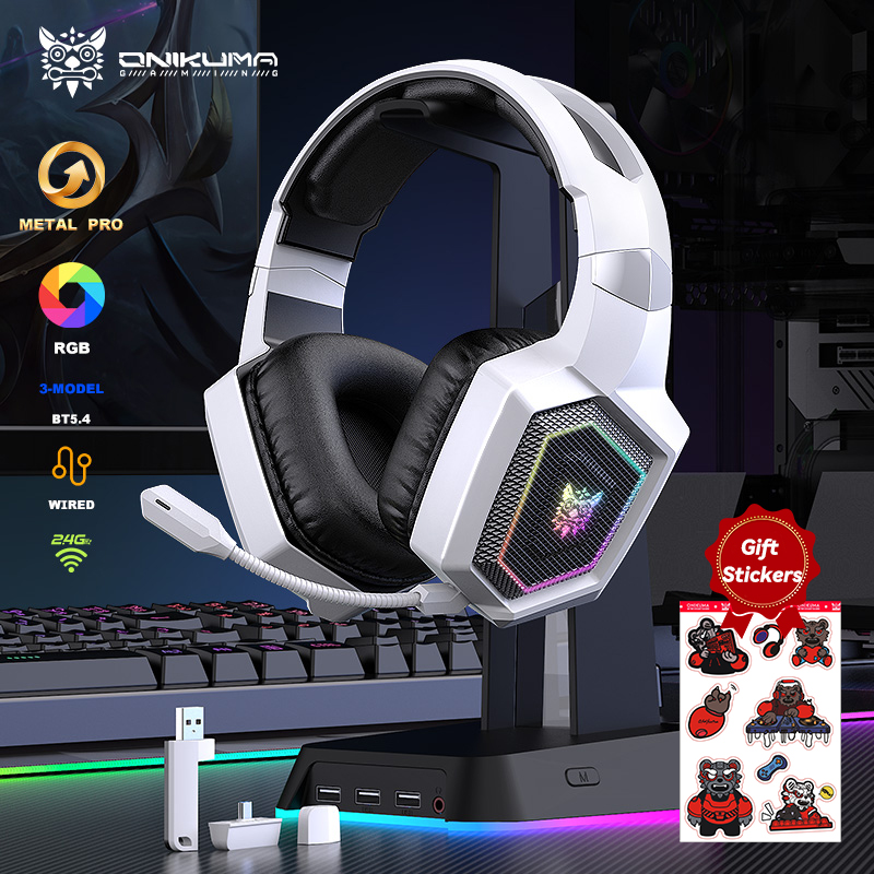 Gaming Headset Rgb - ONIKUMA ชุดหูฟังไร้สาย 2.4GHz สําหรับ PS5 PS4