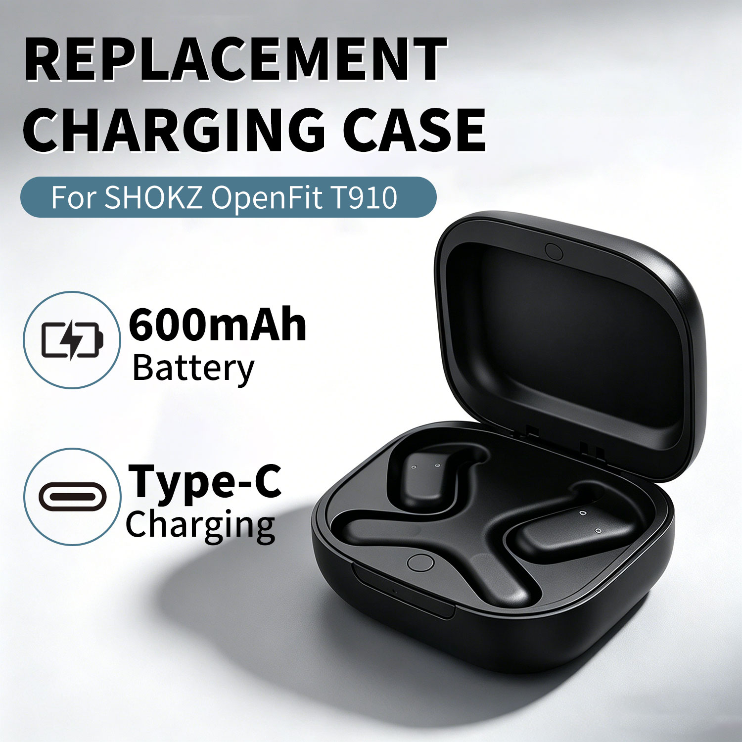 Earbuds Charging Case - เคสชาร์จสำรองสำหรับหูฟังบลูทูธไร้สาย SHOKZ OpenFit T910 กล่องชาร์จแบตเตอรี่ในตัว 600mAh