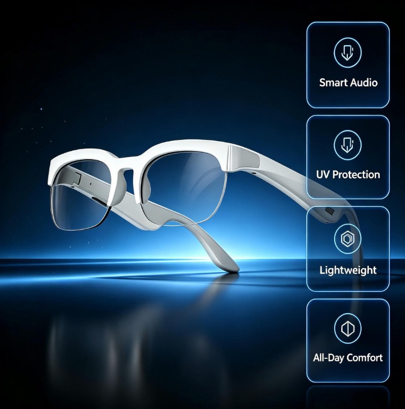 Bluetooth Headset On Ear - แว่นตาแปลภาษา AI แบบเรียลไทม์ รุ่น 2026 XG89