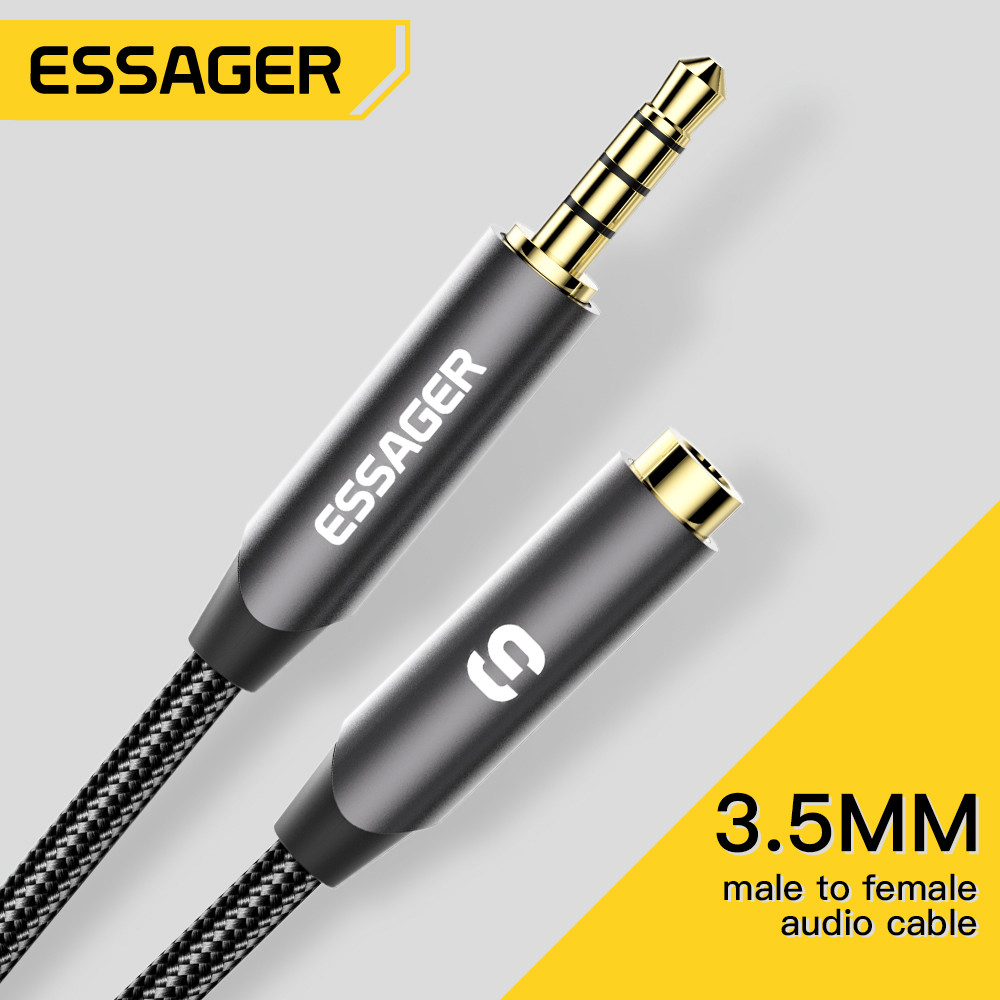 Earphone Splitter Jack - Essager สายต่อหูฟังสายสัญญาณ3.5มม., สาย AUX 3.5มม. ตัวเมียสายต่อไฟลำโพงสำหรับอะแดปเตอร์หูฟัง