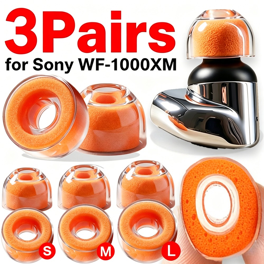 Earphone Foam Tip - 1-3 คู่สำหรับโซนี่ WF-1000XM6/5/4/3/2 เมมโมรี่โฟมจุกอุดหูเปลี่ยนหูฟังตัดเสียงรบกวนฝาครอบหูฟังแผ่นรองหูฟัง