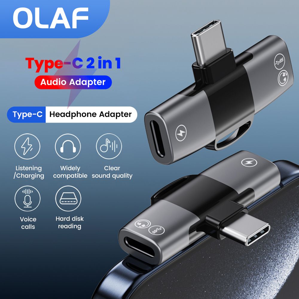 Earphone Splitter Jack - 2 in 1 ประเภท C อะแดปเตอร์เสียง