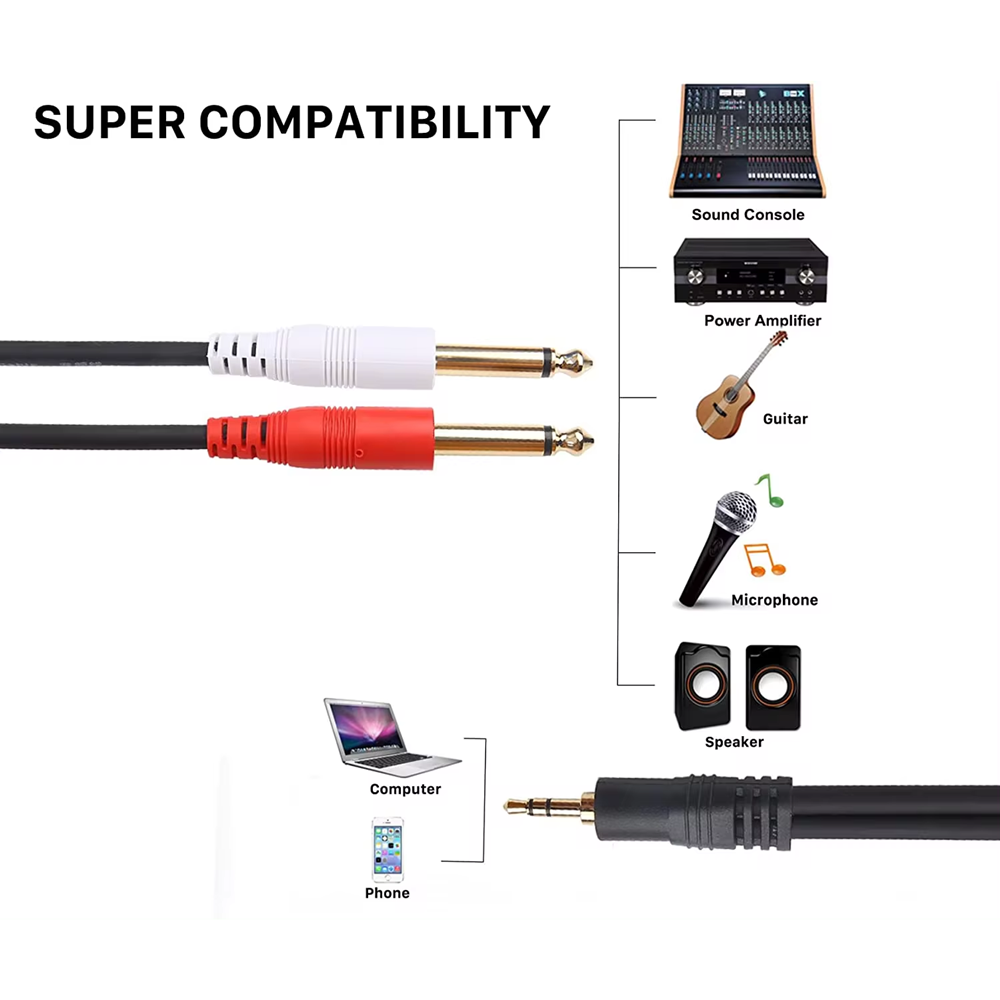 3.5มม.TRS 6.35มม.TS Y Splitter - Audio Splitter Y บทวิจารณ์และราคา
