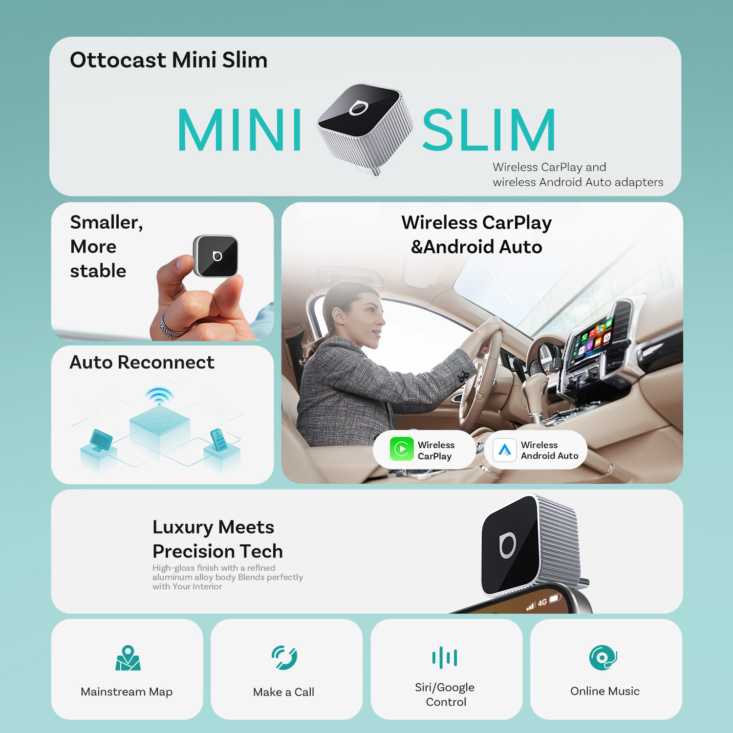 อะแดปเตอร์ Ottocast Mini Slim  - Bluetooth Adapter Receiver บทวิจารณ์และราคา